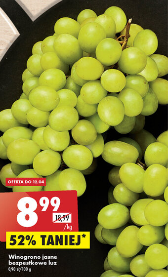 Biedronka Winogrono jasne bezpestkowe luz 1kg oferta