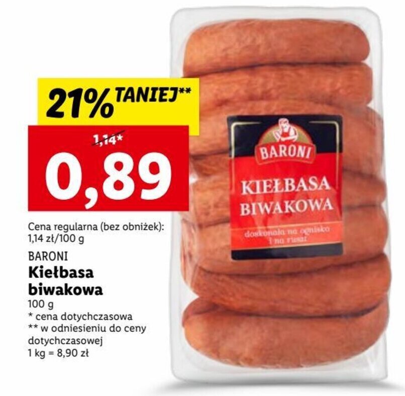 Promocja Baroni Kiełbasa biwakowa 100 g w Lidl
