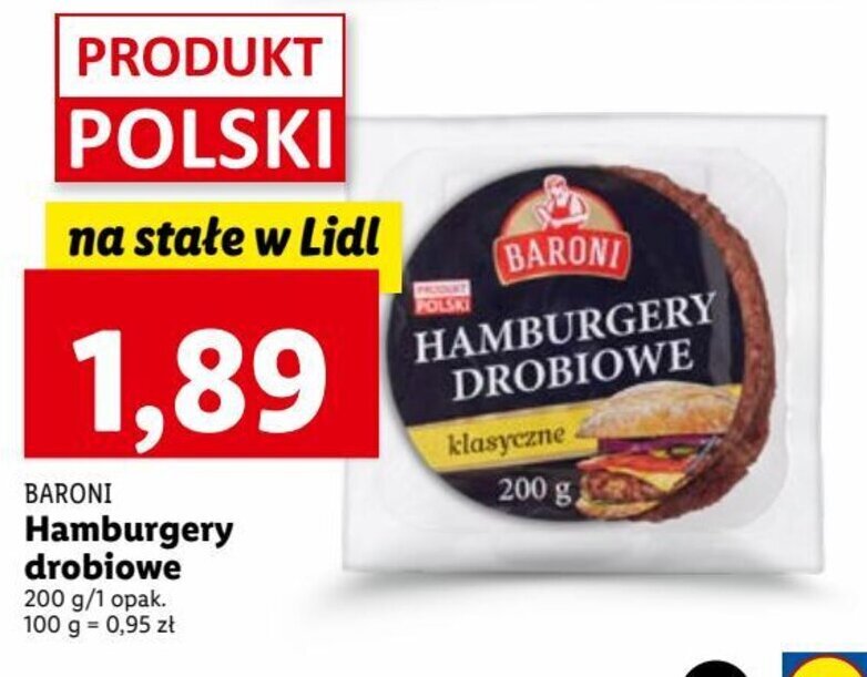 Promocja Baroni Hamburgery drobiowe 200 g w Lidl
