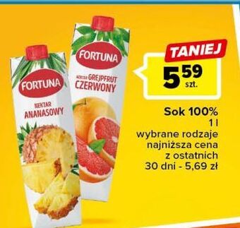 Carrefour Sok czerwony grejpfrut fortuna oferta