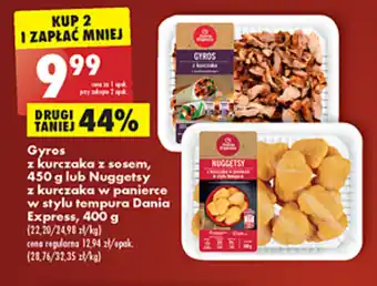 Biedronka Dania Express Gyros z kurczaka z sosem 450g lub nuggetsy z kurczaka w panierce 400g oferta