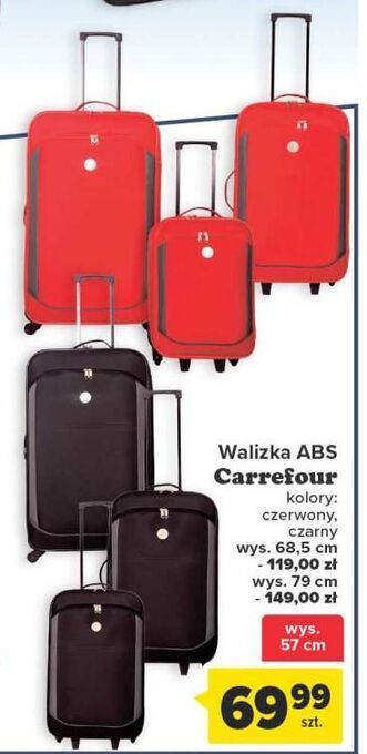 Carrefour Walizka abs 57 cm czerwona carrefour oferta