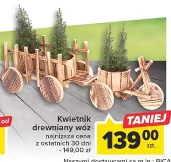 Carrefour Kwietnik drewniany wóz oferta