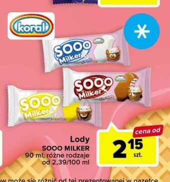 Carrefour Lód śmietankowy w polewie koral sooo milker oferta