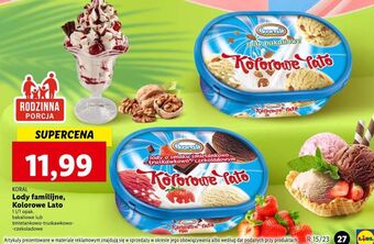 Lidl Lody śmietankowo-truskawkowo-czekoladowe koral kolorowe lato oferta