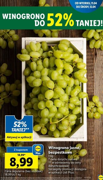 Lidl Winogrona jasne bezpestkowe oferta