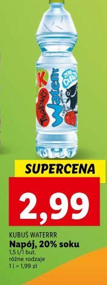 Lidl Woda truskawkowa kubuś waterrr oferta