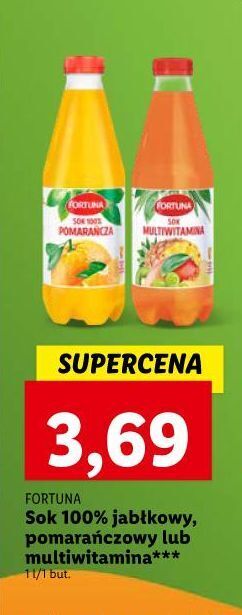 Lidl Sok 100% pomarańczowy fortuna oferta