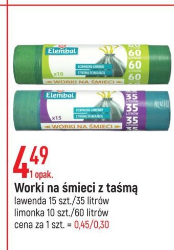 E.Leclerc Worki na śmieci z taśmą 35 l wiodąca marka elembal oferta