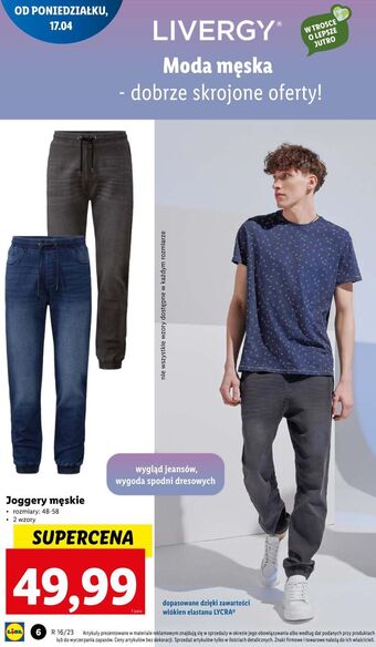 Lidl Joggery męskie 48-58 livergy oferta