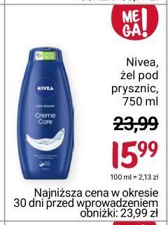 Rossmann Żel pod prysznic nivea creme care oferta