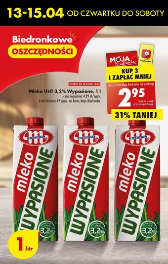Biedronka Mleko 3.2% mlekovita wypasione oferta
