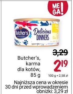 Rossmann Karma dla kota z kurczakiem i indykiem butcher's delicious dinners oferta