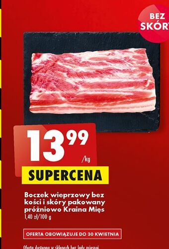 Biedronka Boczek wieprzowy bez kości i skóry kraina mięs oferta