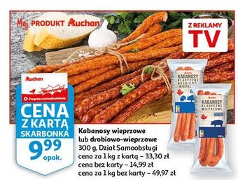 Auchan Kabanosy drobiowo-wieprzowe auchan oferta
