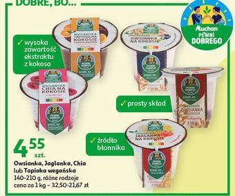 Auchan Deser wegańska tapioka na kokosie czekoladowa z pomarańczami auchan pewni dobrego oferta