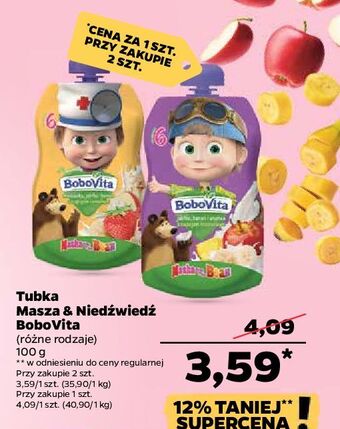 Netto Mus truskawka jabłko i banan bobovita masha and the bear oferta