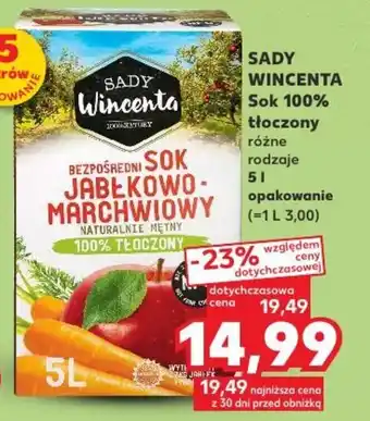 Kaufland Sady Wincenta Sok 100% tłoczony 5l oferta