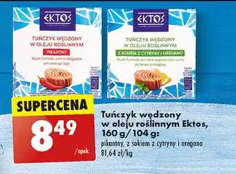 Biedronka Tuńczyk wędzony w oleju roślinnym z sokiem z cytryny i oregano oferta