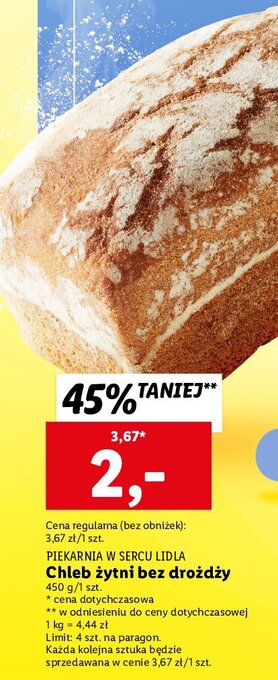Lidl Chleb żytni bez drożdży oferta