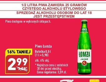ALDI Piwo łomża jasne (dawniej export) oferta