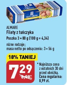 ALDI Tuńczyk kawałki w oleju almare seafood oferta