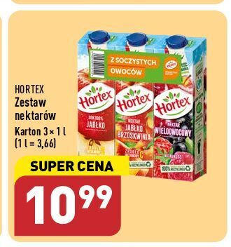 ALDI Sok jabłkowy + nektar jabłko-brzoskiwnia wieloowocowy hortex oferta