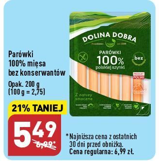 ALDI Parówki 100 % z szynki dolina dobra oferta