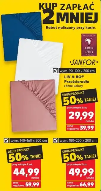 Kaufland Liv&Bo prześcieradło 90-100x200cm oferta