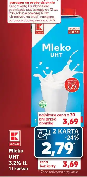 Kaufland Kaufland Mleko UHT 3,2% 1l oferta