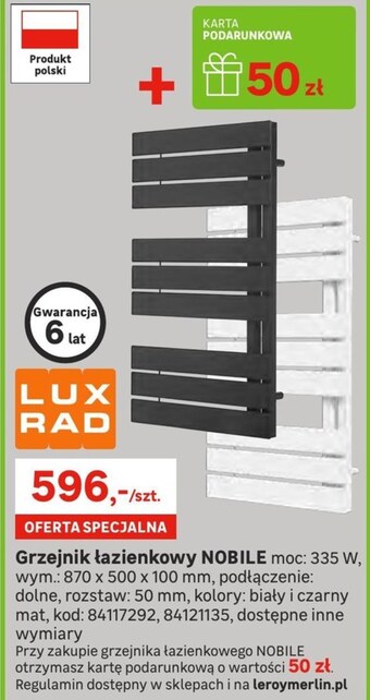 Leroy Merlin Grzejnik łazienkowy oferta