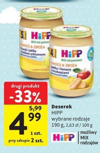 Intermarche Gruszki i jabłka z kleikiem orkiszowym hipp owoce i zboża oferta