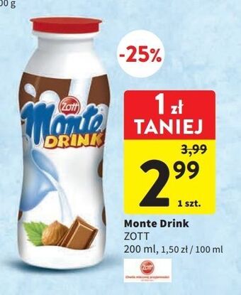 Intermarche Napój mleczno-czekoladowy zott monte drink oferta