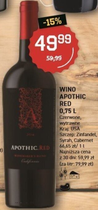 Duży Ben Apothic Red Wino 0.75l oferta