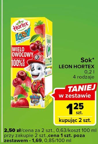 Carrefour Express Sok 100 % wieloowocowy hortex leon oferta