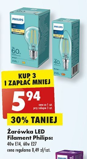 Biedronka Żarówka 60w e27 philips oferta