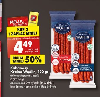 Biedronka Kabanosy z szynki kraina wędlin oferta