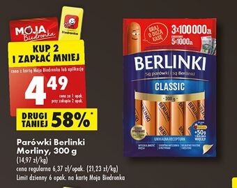 Biedronka Parówki classic morliny berlinki oferta