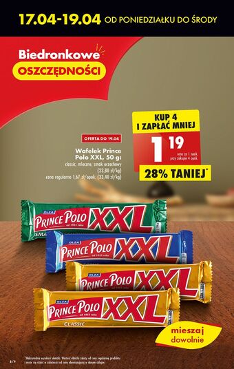 Biedronka Wafelek classic prince polo xxl oferta