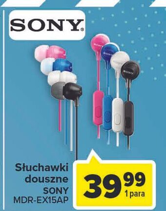 Carrefour Słuchawki mdr-ex15ap różowy sony oferta
