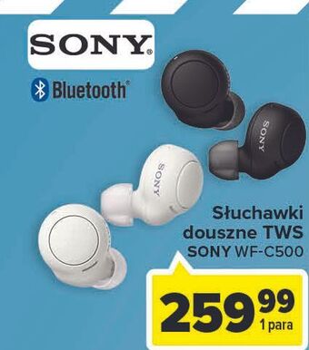 Carrefour Słuchawki douszne wf-c500 białe sony oferta