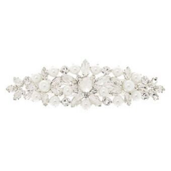 Claire's Silver pearl & rhinestone hair barrette oferta