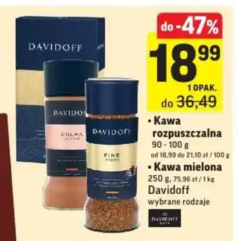 Intermarche Davidoff Kawa rozpuszczalna, Kawa mielona 90 -200g oferta