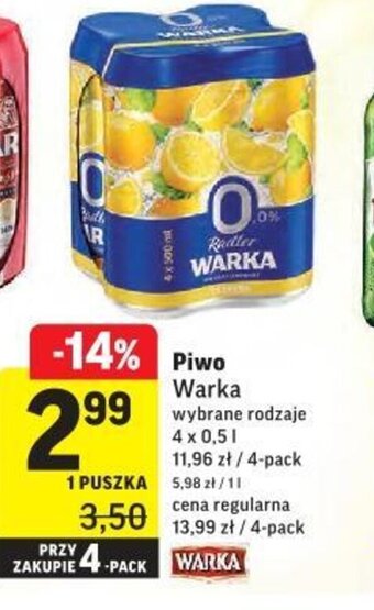 Intermarche Warka Piwo puszka 0,5l oferta