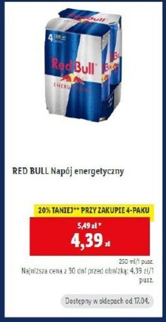 Lidl Red Bull napój energetyczny oferta