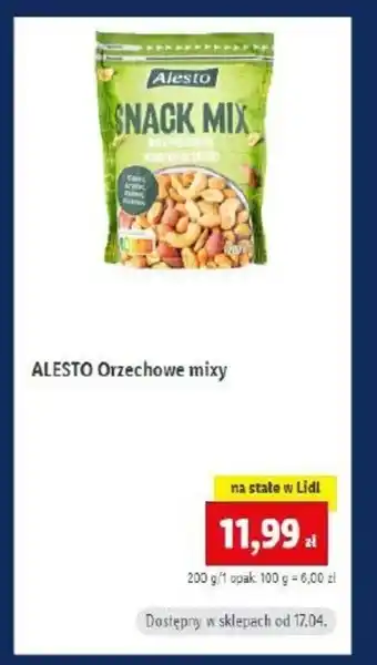 Lidl Alesto orzechowe mixy oferta