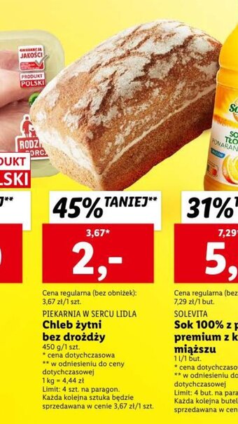 Lidl Piekarnia w sercu lidla Chleb żytni bez drożdży 450g oferta