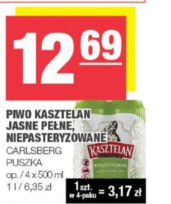 Carlsberg Piwo Kasztelan Jasne Pełne, Niepasteryzowane 4x500ml