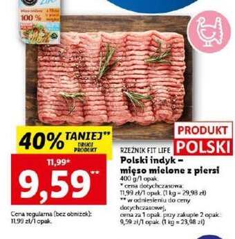 Lidl Rzeźnik Fit Life Polski indyk - mięso mielone z piersi 400g oferta