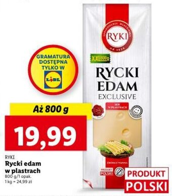 Lidl Ryki Rycki edam w plastrach 800g oferta